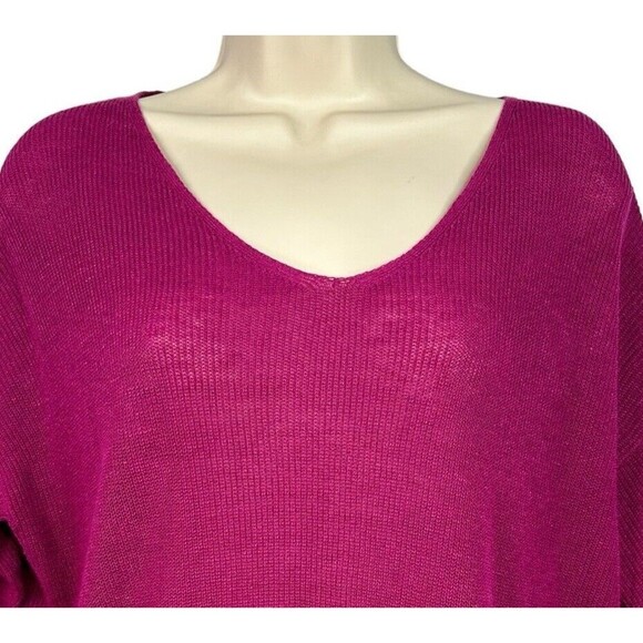 J.Jill Sweater Women MP Pink Linen Blend V-Neck 1/2 Sleeve Pocket Lightweight - Picture 2 of 11